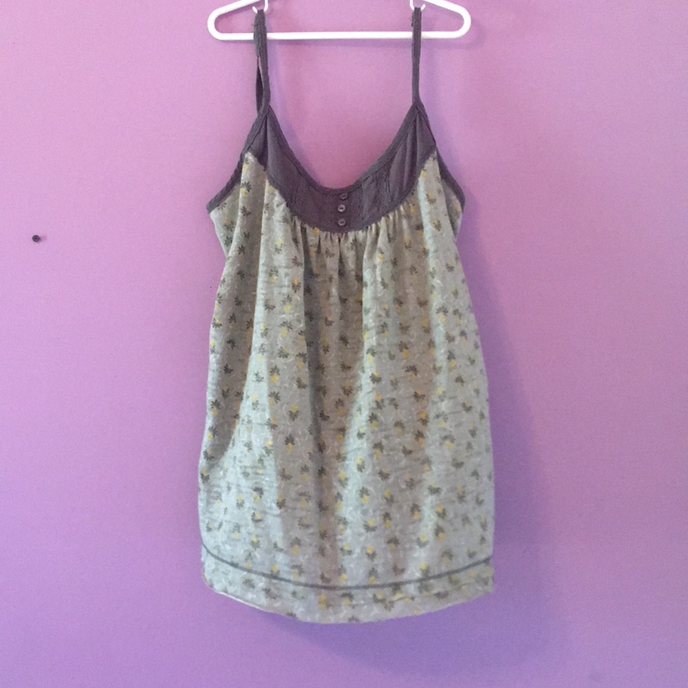 Green , yellow flowered , tank top
